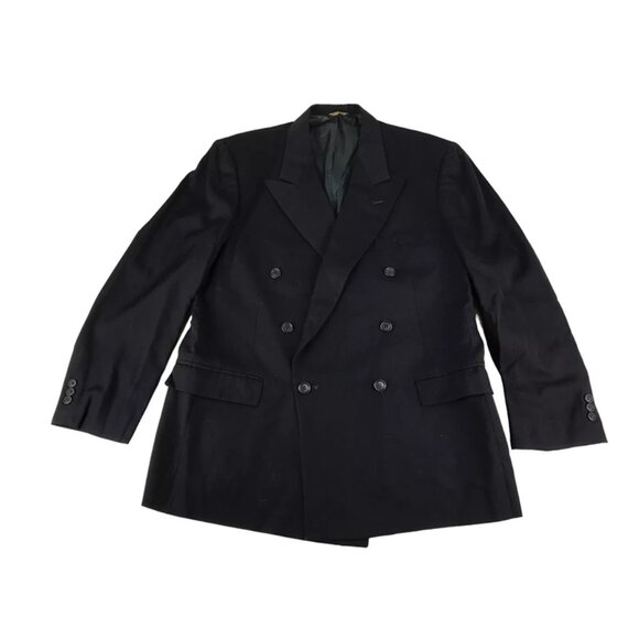 Nino Cerruti Mens Black Double Breasted 6-Button Blazer Jacket Size‎ L - Picture 1 of 9